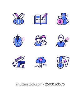 Game components - line design style icons set
