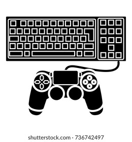 game computer icon, vector illustration, black sign on isolated background