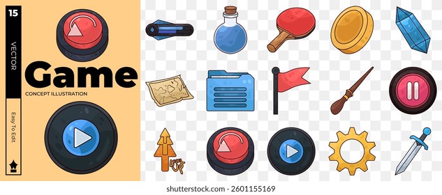 game concept illustrations. Set of game vector illustrations