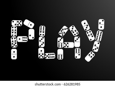 Game concept.Domino game bones in the shape of the word play