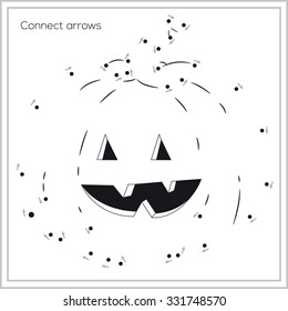 Game - connect arrows - happy pumpkin (vector)