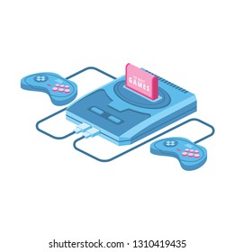 Game console 3d vector icon isometric pink and blue color minimalism illustrate