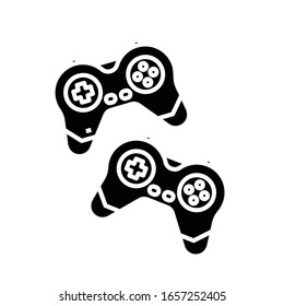 Icono negro de consola de juegos, ilustración conceptual, símbolo plano vectorial, signo de glifo.