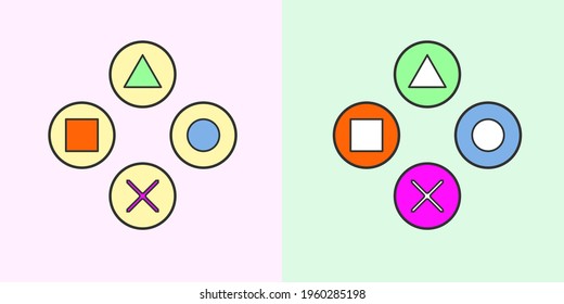 Game console buttons vector illustration isolated on white. Gaming panel outline style design, designed for web and app