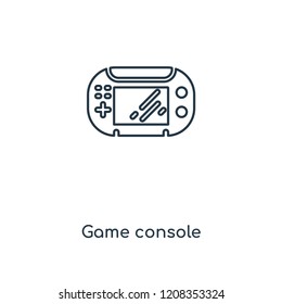 Game console concept line icon. Linear Game console concept outline symbol design. This simple element illustration can be used for web and mobile UI/UX.
