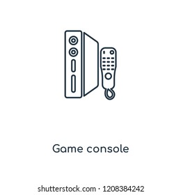 Game console concept line icon. Linear Game console concept outline symbol design. This simple element illustration can be used for web and mobile UI/UX.