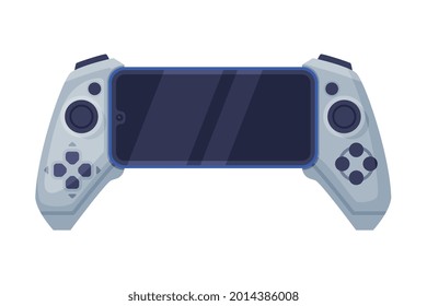 Game Console Controller with Display, Video Game Players Accessory Device Vector Illustration