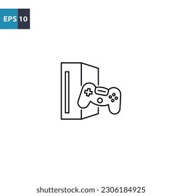 Game console and controller outline icon Vector illustration