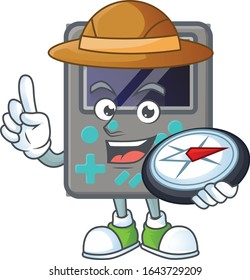 A game console explorer cartoon design having a compass