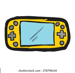 game console gadget and joypad with color - vector illustration