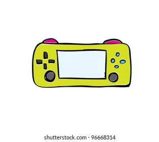 game console gadget and joypad with color - vector illustration