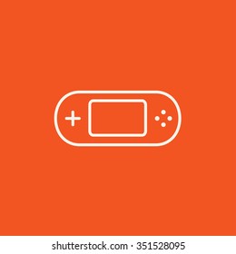Game console gadget line icon for web, mobile and infographics. Vector white icon isolated on red background.