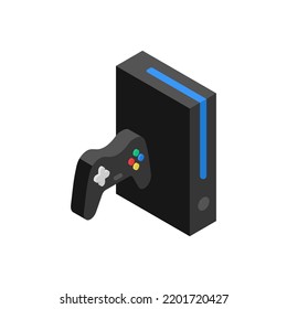 Game Console And Gamepad Isometric Icon.