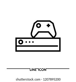 Game Console with gamepad line icon for your website or mobile app; Console for gamers icon vector EPS 8 