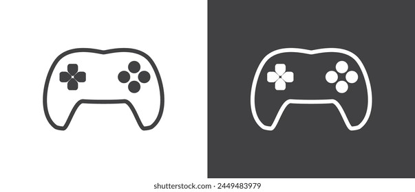 Game console or Gamepads icon symbol sign in black and white background. Gamepads vector icon. Video Game controller icon. Video game console icon. Vector illustration