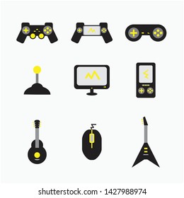 game console guitar computers equipment icon illustrations