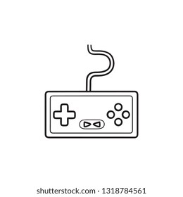 Game console hand drawn outline doodle icon. Home console, video game console , joystick concept. Vector sketch illustration for print, web, mobile and infographics on white background.