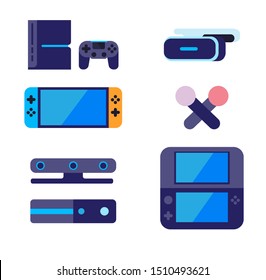 Game, Console, handheld, gadget, gaming, icons set in flat design Vector