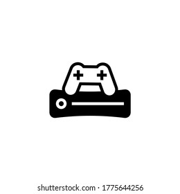 Game console icon in black flat glyph, filled style isolated on white background