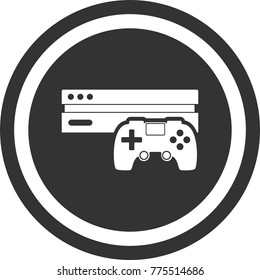 Game console icon.  dark circle sign design