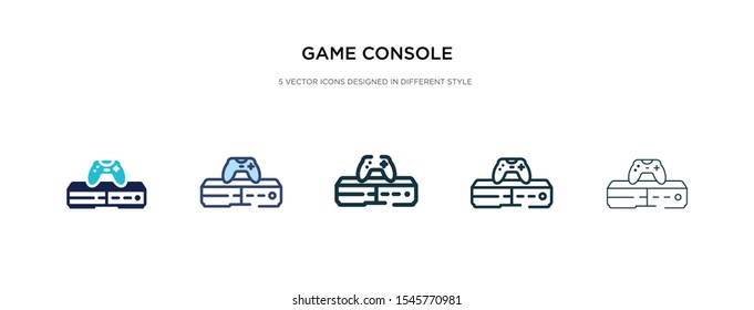 game console icon in different style vector illustration. two colored and black game console vector icons designed in filled, outline, line and stroke style can be used for web, mobile, ui