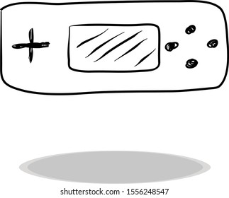 Game console icon, flat design, hand drawing. Illustration gadget, contour of symbol black