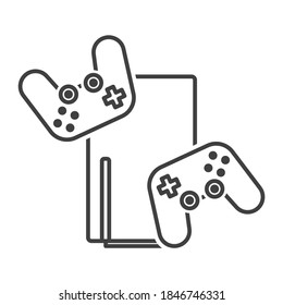 Game console icon with joysticks. Latest generation trend, simple minimalistic image. Stylish design. Isolated vector on white background.