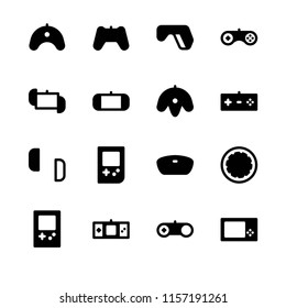 Game console icon set in glyph version