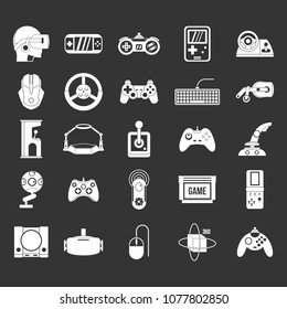 Game console icon set vector white isolated on grey background 