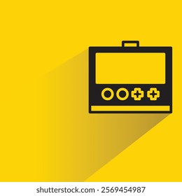 game console icon with shadow on yellow background