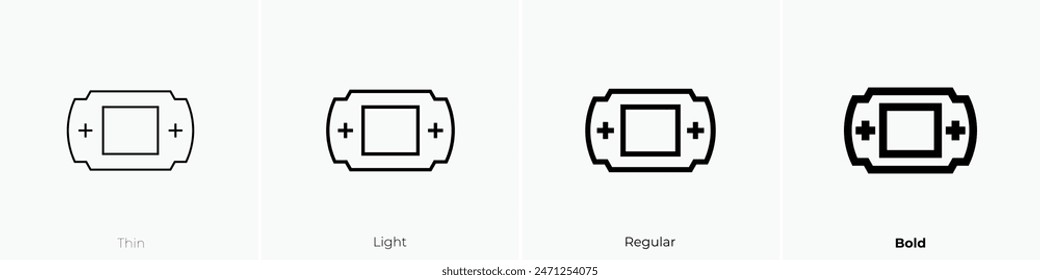 game console icon. Thin, Light Regular And Bold style design isolated on white background