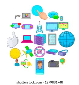 Game console icons set. Cartoon set of 25 game console vector icons for web isolated on white background