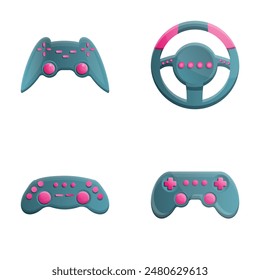 Game console icons set cartoon vector. Gaming gadget. Video game, modern technology