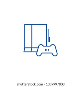 Game console illustration line icon concept. Game console illustration flat  vector symbol, sign, outline illustration.