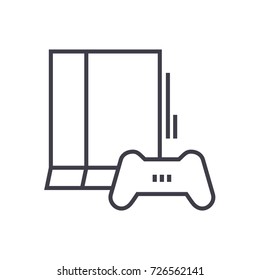 game console illustration vector line icon, sign, illustration on background, editable strokes