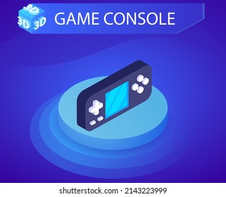 Game console isometric design icon. Vector web illustration. 3d colorful concept
