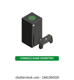 Game console with joystick in black color isometric illustration editable vector isolated in white background