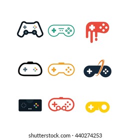 Game console joystick controller play vector icon set
