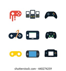 Game console joystick controller play vector icon set