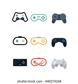 Game console joystick controller play vector icon set