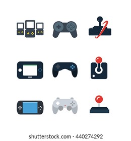 Game console joystick controller play vector icon set