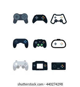 Game console joystick controller play vector icon set