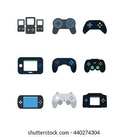 Game console joystick controller play vector icon set