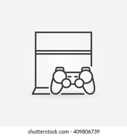 Game console with joystick icon - vector linear gaming symbol or logo element