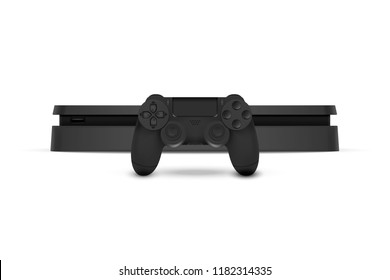 Game Console With Joystick Isolated On White Background. Vector Illustration. Eps 10.