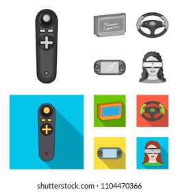 Game console and joystick monochrome,flat icons in set collection for design.Game Gadgets vector symbol stock web illustration.