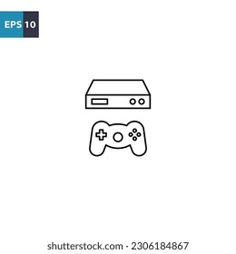 Game console with joystick outline icon Vector illustration
