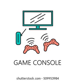 Game console line icon. Vector symbol on the topic of home electronic devices. Color minimalist element for design of website, company's visit card, logo an etc. Game console vector icon eps 10.