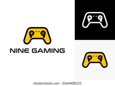 Game console logo design vector illustration template and video game sticks.