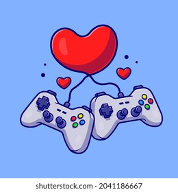 Game Console With Love Heart Cartoon Vector Icon Illustration. Technology Recreation Icon Concept Isolated Premium Vector. Flat Cartoon Style